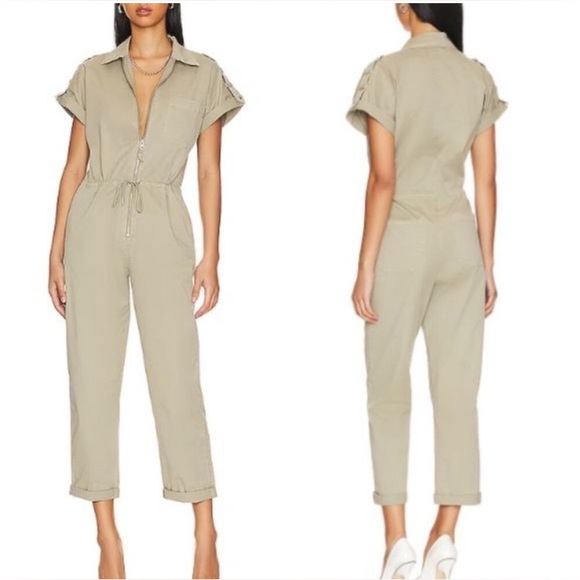 PISTOLA JORDAN UTILITY JUMPSUIT ZIP TIE WAIST COCOA BROWN WOMENS SZ XS EUC - Picture 1 of 15